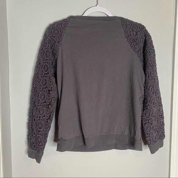 Sundance Purple Lace Overlay Pullover Sweatshirt - Picture 4 of 5